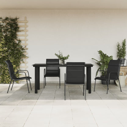 -Delige Tuinset Textileen En Staal Zwart 5 160 cm tafellengte