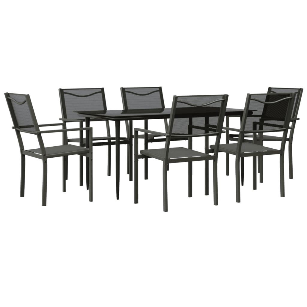 -Delige Tuinset Textileen En Staal Zwart 7 160 cm tafellengte