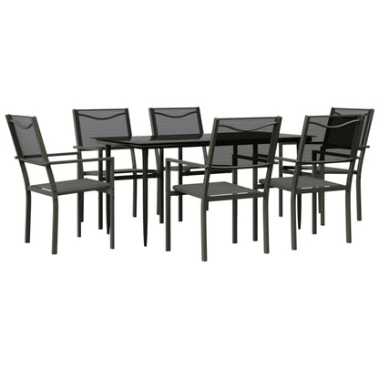 -Delige Tuinset Textileen En Staal Zwart 7 160 cm tafellengte