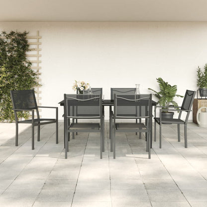 -Delige Tuinset Textileen En Staal Zwart 7 160 cm tafellengte