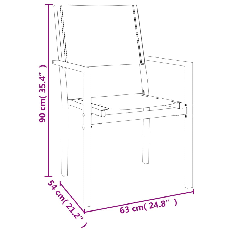-Delige Tuinset Textileen En Staal Zwart 3 80 cm tafellengte