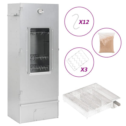 Bbq-Rookoven Met Koude Rookgenerator Gegalvaniseerd Staal 44.5 x 29 x 110 cm (21 x 21 x 4.5 cm) Met raam