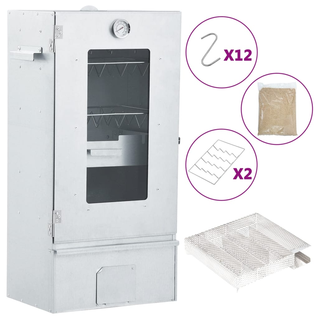 Bbq-Rookoven Met Koude Rookgenerator Gegalvaniseerd Staal 44.5 x 29 x 83 cm (21 x 21 x 4.5 cm) Met raam