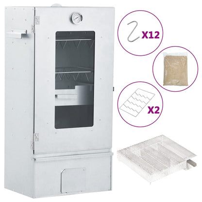 Bbq-Rookoven Met Koude Rookgenerator Gegalvaniseerd Staal 44.5 x 29 x 83 cm (21 x 21 x 4.5 cm) Met raam