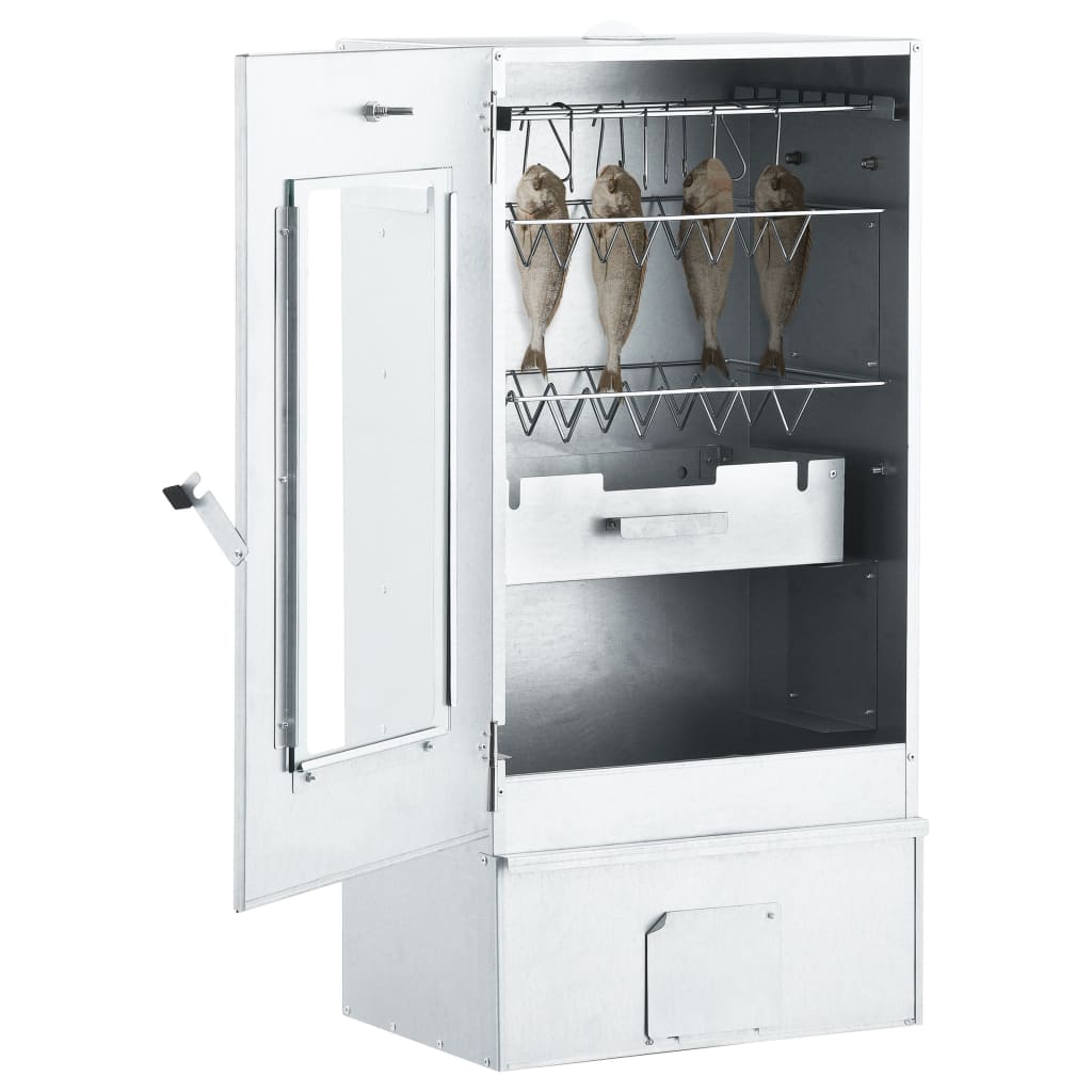 Bbq-Rookoven Met Koude Rookgenerator Gegalvaniseerd Staal 44.5 x 29 x 83 cm (21 x 21 x 4.5 cm) Met raam