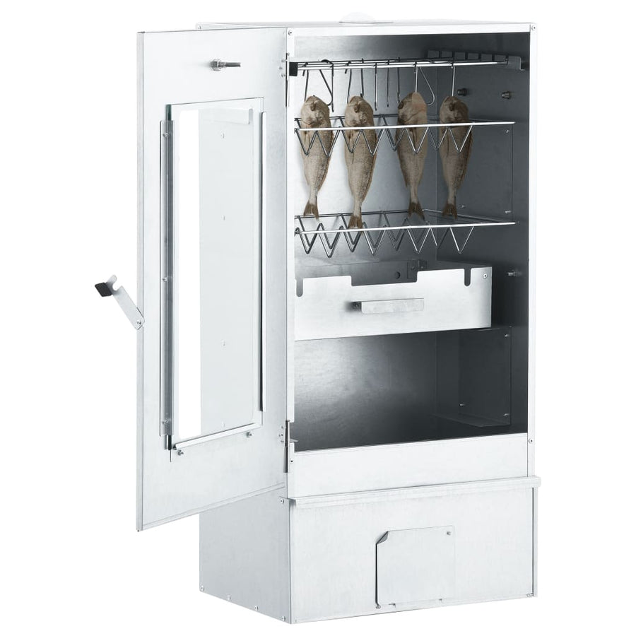Bbq-Rookoven Met Koude Rookgenerator Gegalvaniseerd Staal 44.5 x 29 x 83 cm (21 x 21 x 4.5 cm) Met raam