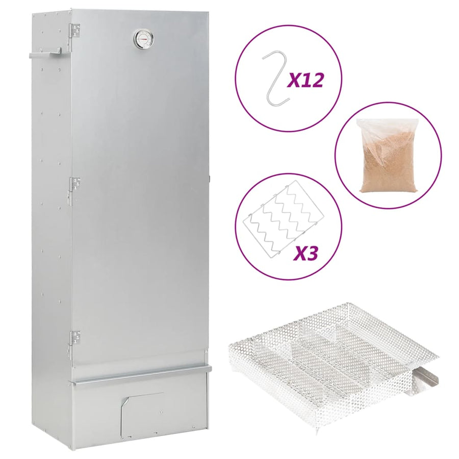 Bbq-Rookoven Met Koude Rookgenerator Gegalvaniseerd Staal 44.5 x 29 x 110 cm (21 x 21 x 4.5 cm) Zonder raam