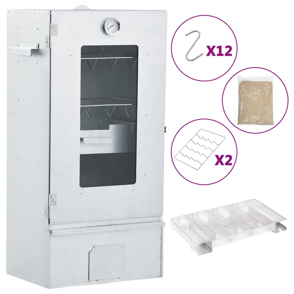Bbq-Rookoven Met Koude Rookgenerator Gegalvaniseerd Staal 44.5 x 29 x 83 cm (35 x 20.5 x 4.5 cm) Met raam