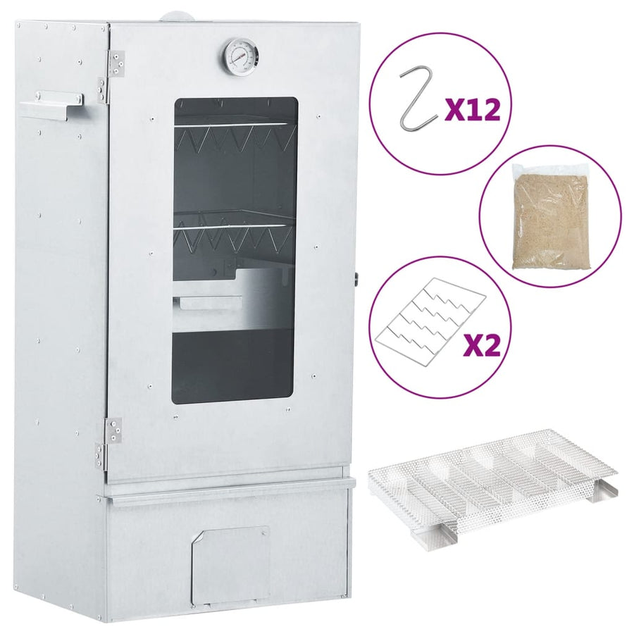 Bbq-Rookoven Met Koude Rookgenerator Gegalvaniseerd Staal 44.5 x 29 x 83 cm (35 x 20.5 x 4.5 cm) Met raam