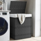 Laundry basket with lid 46x33x60 cm poly rattan grey