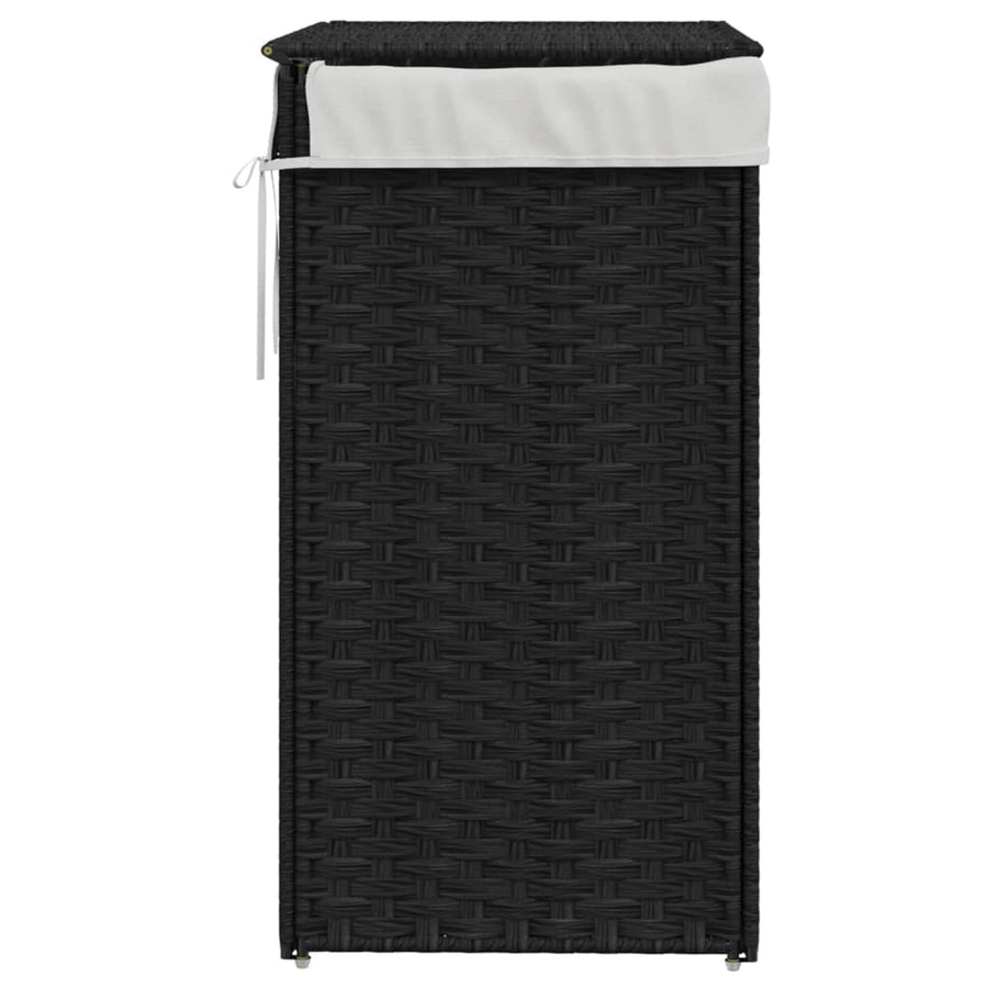 Wasmand met deksel 46x33x60 cm poly rattan zwart
