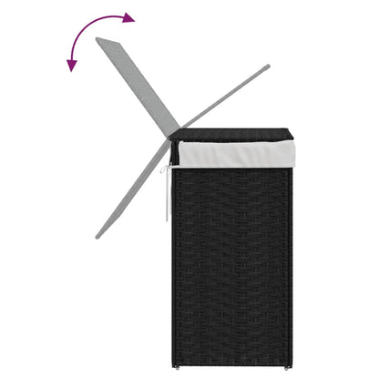 Wasmand met deksel 46x33x60 cm poly rattan zwart