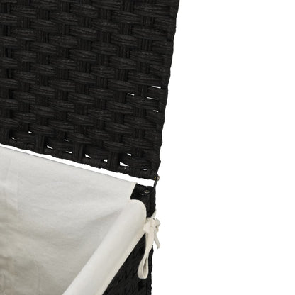 Wasmand met deksel 46x33x60 cm poly rattan zwart