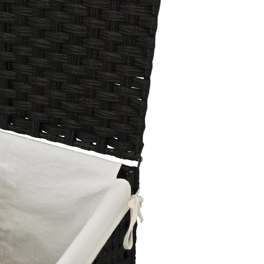 Wasmand met deksel 46x33x60 cm poly rattan zwart