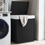 Wasmand poly rattan zwart 46x33x60 cm