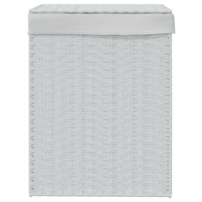 Wasmand met deksel 46x33x60 cm poly rattan wit