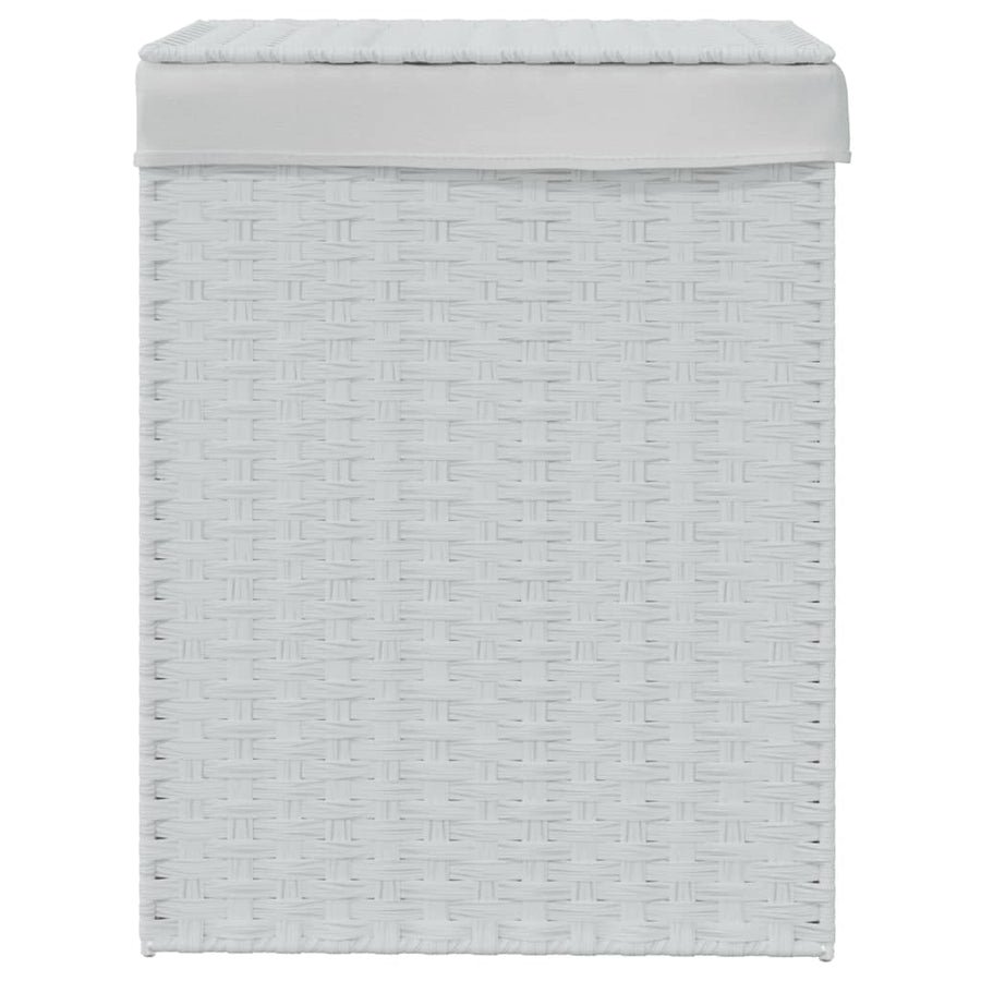 Wasmand met deksel 46x33x60 cm poly rattan wit