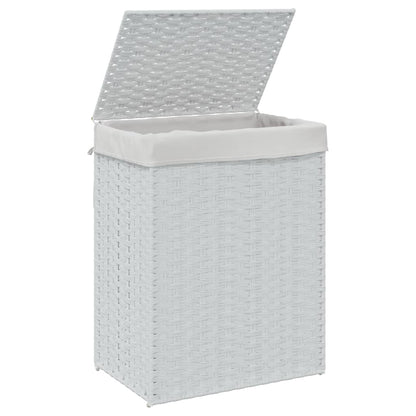 Wasmand met deksel 46x33x60 cm poly rattan wit