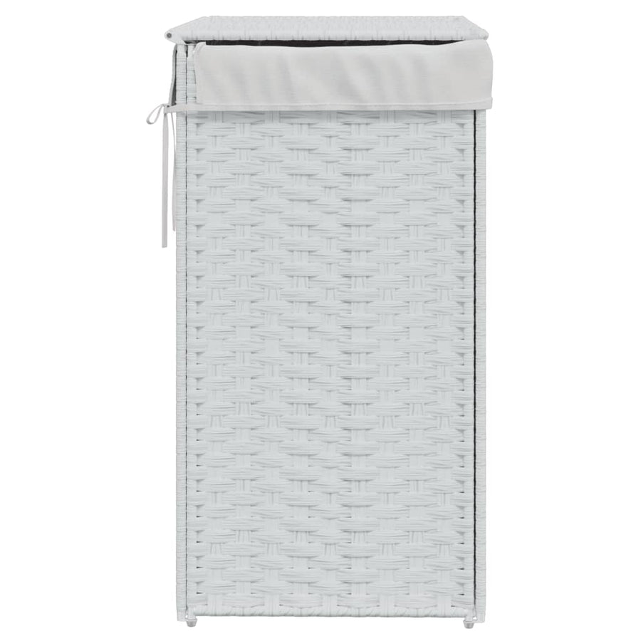 Wasmand met deksel 46x33x60 cm poly rattan wit