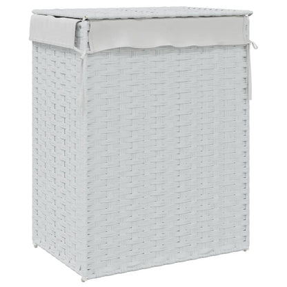 Wasmand met deksel 46x33x60 cm poly rattan wit