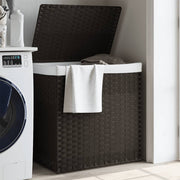 Wasmand 2 vakken 53x35x57 cm donkerbruin poly rattan
