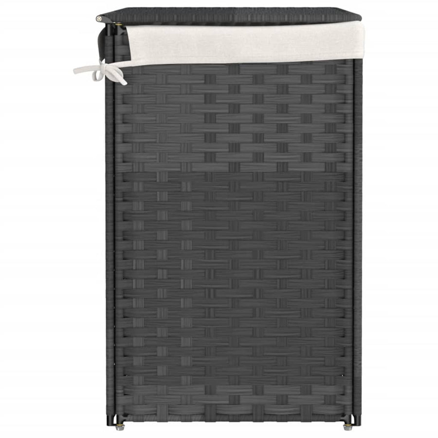 Wasmand met 2 vakken 53x35x57 cm poly rattan grijs