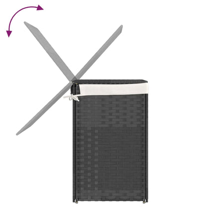 Wasmand met 2 vakken 53x35x57 cm poly rattan grijs