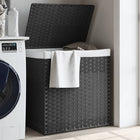 Laundry hamper with 2 compartments 53x35x57 cm poly rattan grey
