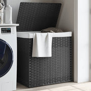 Wasmand 2 vakken 53x35x57 cm poly rattan grijs
