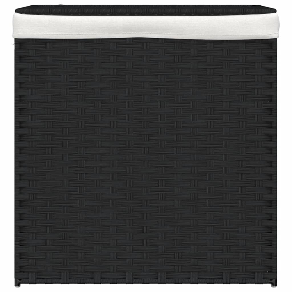 Wasmand met 2 vakken 53x35x57 cm poly rattan zwart