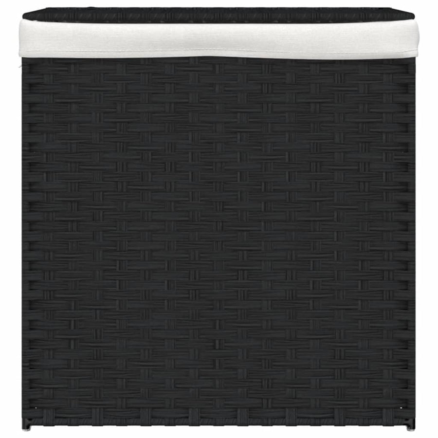 Wasmand met 2 vakken 53x35x57 cm poly rattan zwart