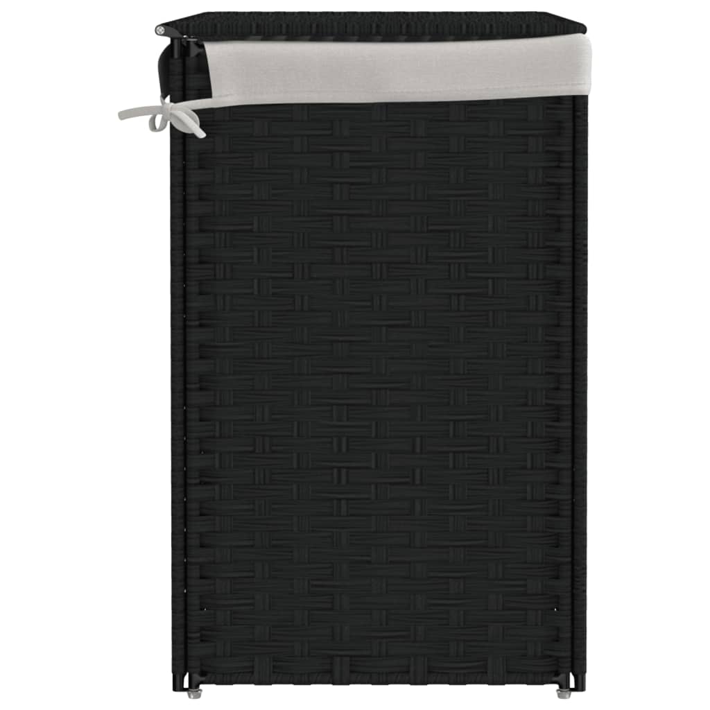 Wasmand met 2 vakken 53x35x57 cm poly rattan zwart