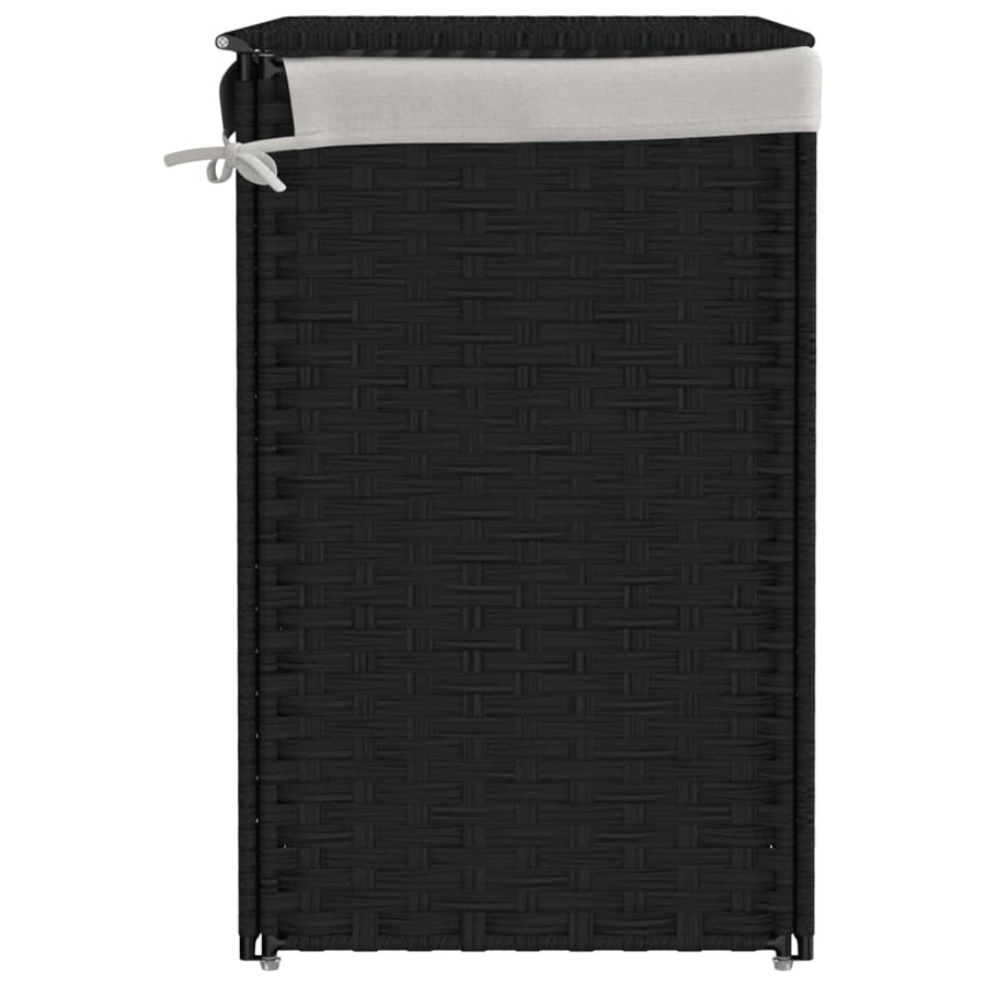 Wasmand met 2 vakken 53x35x57 cm poly rattan zwart