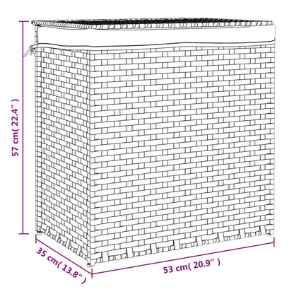 Wasmand met 2 vakken 53x35x57 cm poly rattan zwart