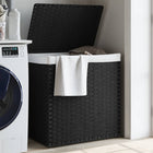 Laundry basket with 2 compartments 53x35x57 cm poly rattan black