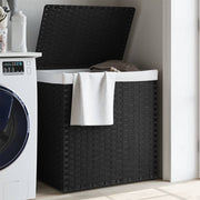 Wasmand 2 vakken 53x35x57 cm poly rattan zwart