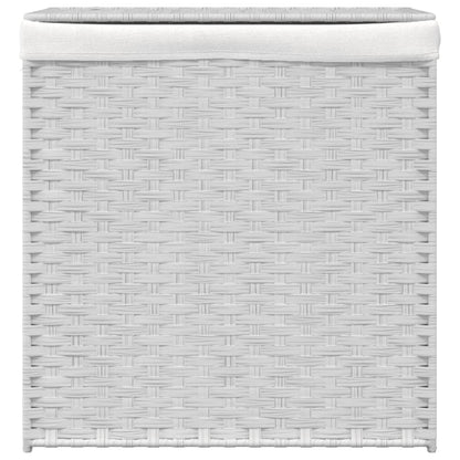 Wasmand met 2 vakken 53x35x57 cm poly rattan wit