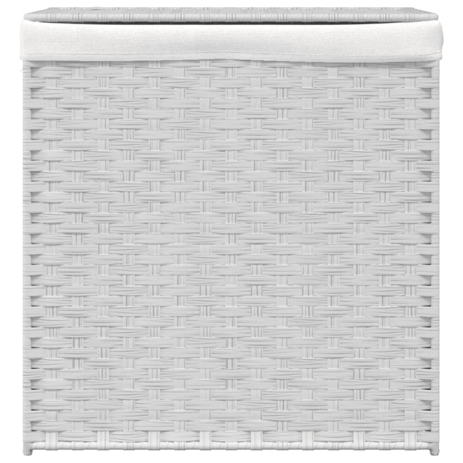Wasmand met 2 vakken 53x35x57 cm poly rattan wit