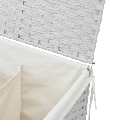 Wasmand met 2 vakken 53x35x57 cm poly rattan wit
