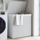 Laundry basket with 2 compartments 53x35x57 cm poly rattan white