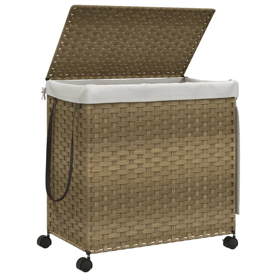 Wasmand op wielen 60x35x60,5 cm rattan