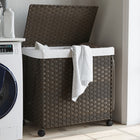 Laundry basket on wheels 60x35x60.5 cm rattan dark brown