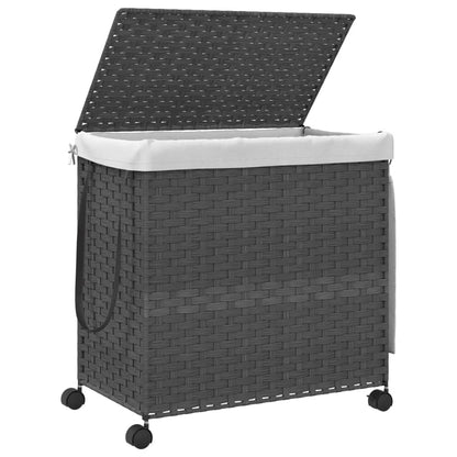 Wasmand op wielen 60x35x60,5 cm rattan grijs