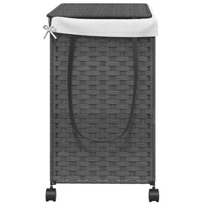 Wasmand op wielen 60x35x60,5 cm rattan grijs
