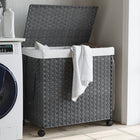 Laundry basket on wheels 60x35x60.5 cm rattan grey