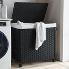Laundry basket on wheels 60x35x60.5 cm rattan black