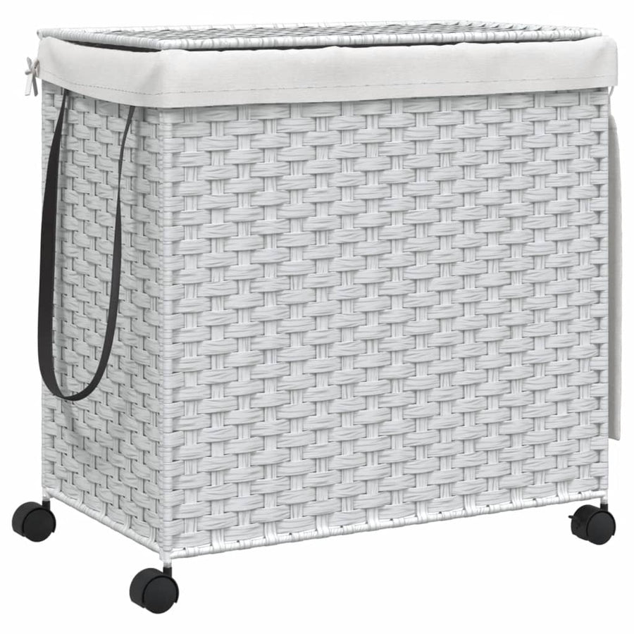 Wasmand op wielen 60x35x60,5 cm rattan wit