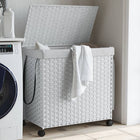Laundry basket on wheels 60x35x60.5 cm rattan white