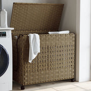Wasmand op wielen 66x35x60 cm rattan bruin