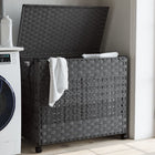 Laundry basket on wheels 66x35x60 cm rattan grey